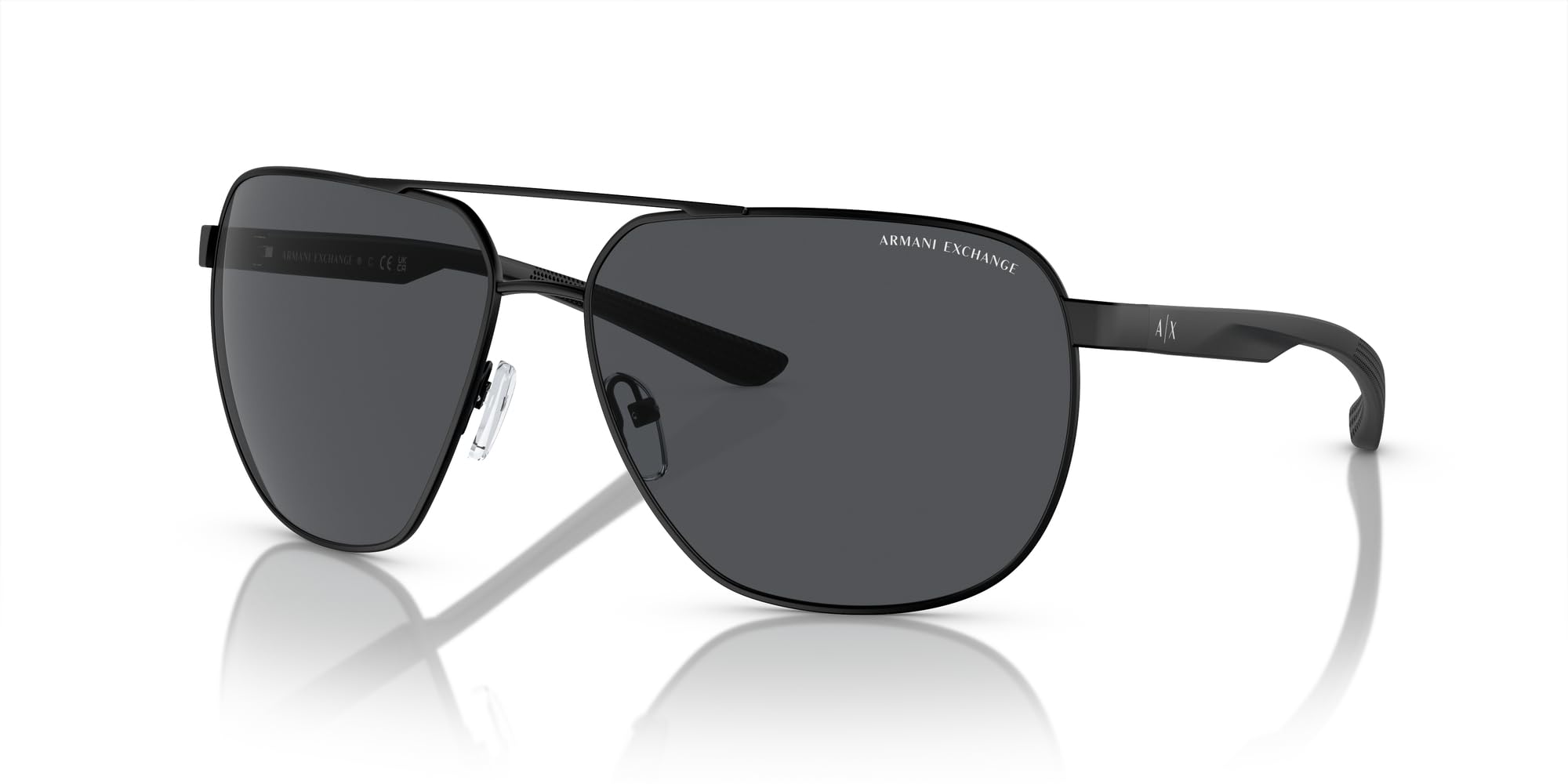A|X ARMANI EXCHANGE Men's AX2047S Aviator Sunglasses, Matte Black/Dark Grey, 63 mm