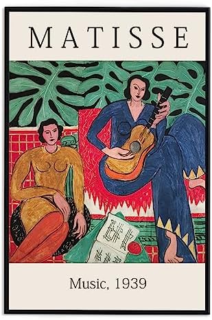 Matisse Wall Art Framed Mid Century Modern Wall Art Decor Aesthetic Pictures - Minimalist Framed Wall Art - Gallery Henri Matisse Canvas Wall Art 12"x16" Black Framed