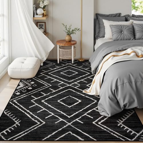 Tapete decorativo 5x7 Negro estilo Boho Geométrico miniatura 2