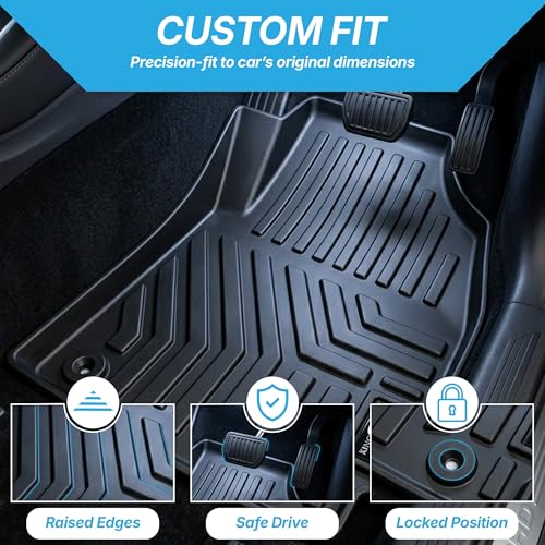 Image of KINGSWAY Accessories Custom-Fit TPE 5D Car Floor Mats Only Compatible with Mahindra XUV 3XO (Automatic Transmission) | Year 2024 Onwards | 3 Pcs | All Weather Foot Mat | Black | 2 Years Warranty