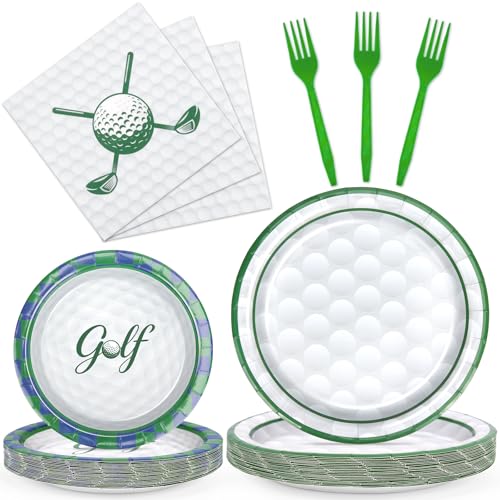 Miucat 96 Pcs Golf Party Decorations Golf Party Supplies Plates and Napkins Disposable Tableware for Golf Ball Themed Birthday Party Baby Shower Serves 24