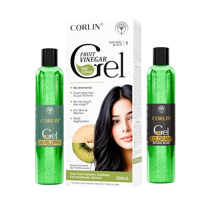 Corlin Hair Color Gel for Grey Hair | Fruit Vinegar Formula | No Ammonia | Paraben & Sulphate Free | 10-Min Quick Hai Dye | Unisex | Multi Application (Natural Black 200Ml)-picture-14