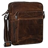 CUERO ÚNICO DE ASPECTO VINTAGE: Bolso pequeño 'Vittorio' para hombres - Ningún bolso es como el suyo: El cuero genuino de alta calidad en diseño vintage hace que la bolsa de hombro de los hombres sea una atracción única.