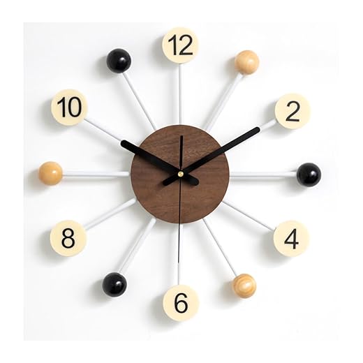 Big Wall Clock Mid Century Modern Silent Non Ticking 16 Inch Vintage Decorative Wood Ball Quartz