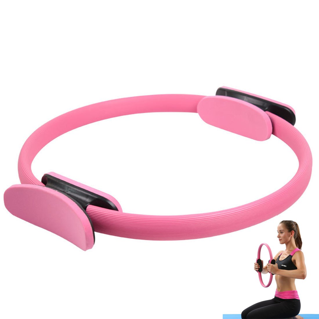 FFSM Pilates Rings Fitness Exercise Magic yoga Ring 15" Body Workouts,Dual Grip Handles for Flexibility Power, multiple colour