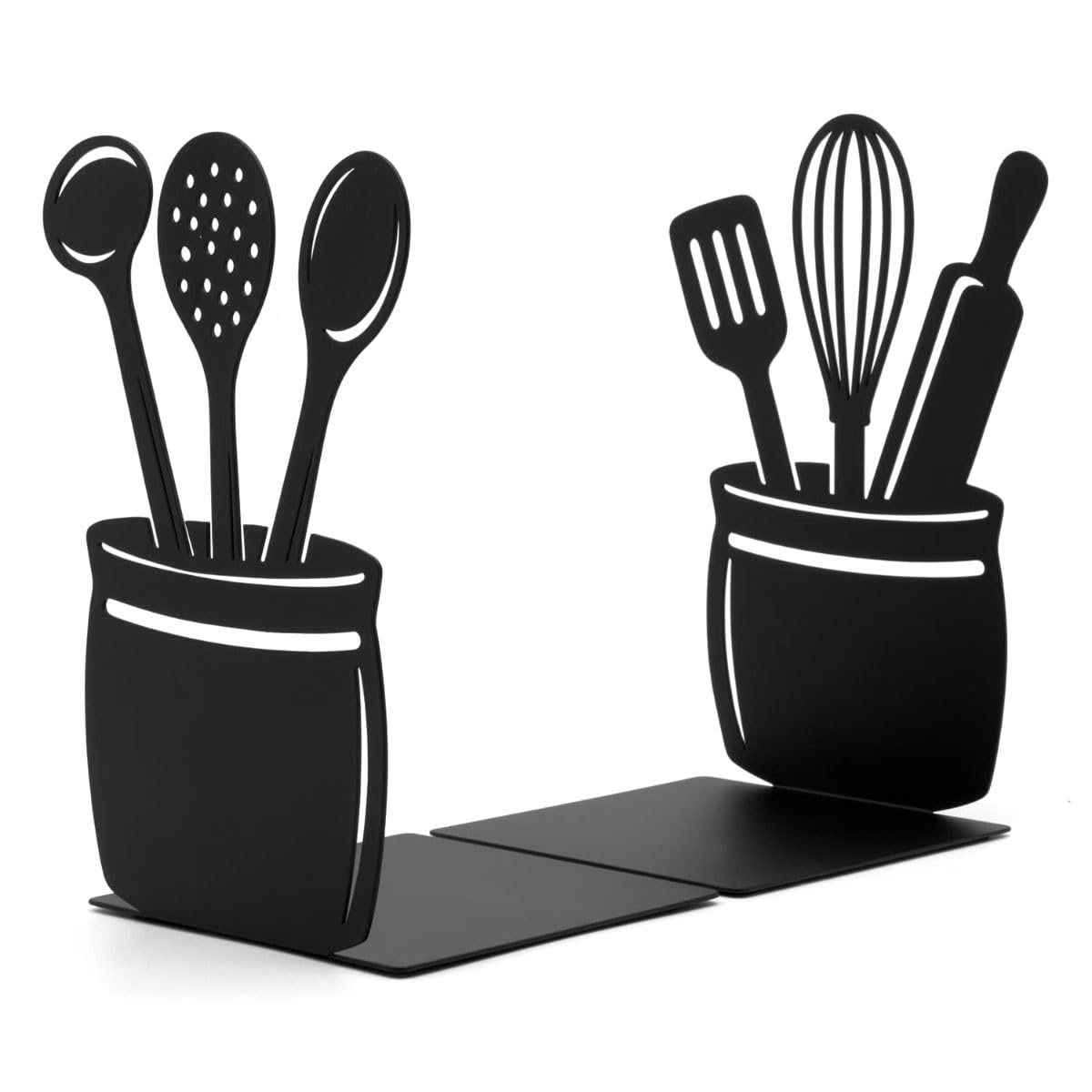 CKB LTD Set of 2 Kitchen Utensils Bookends Kitchen Cookbook Tidy Book Ends
