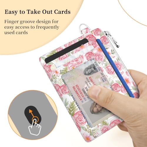 Image of Hancynir Flower Floral Slim Wallet Women Credit Card Holder RFID Small