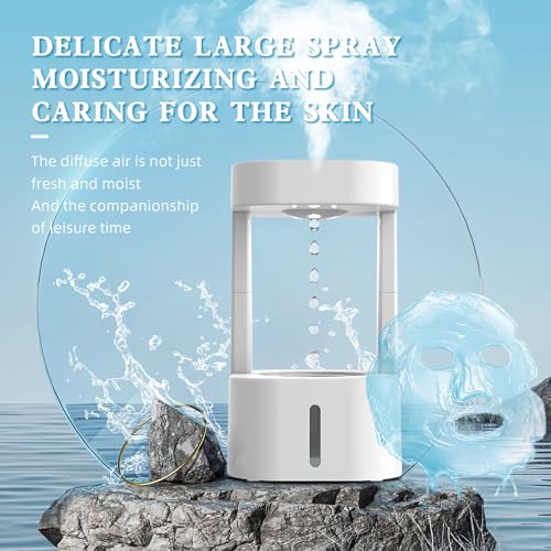 Image of Anti Gravity Humidifier Water Drop Humidifier - Antigravity Humidifier Levitating Water Floating Water Machine, Rain Humidifier Rain Cloud Humidifier Water Drip Hydra Lamp (White)