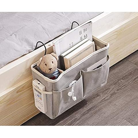 Bedside Pocket Hanging Storage Organizer Sofa Storage Pocket for Organizing Tablet Pad Magazine Books Phone Chargers and More Gadget (grey) Cover