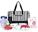 Diaper Bag Messenger with Changing Pad, Bottle Holders, Travel Money Belt, Stroller Clips, Color Black