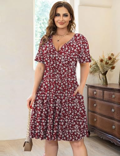 Image of Ahlaray Plus Size Faux Wrap Dress for Curvy Women with Pockets