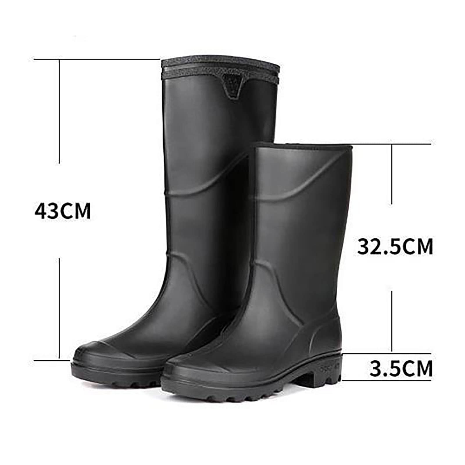AMENGJ Herren Gummistiefel - Knöchelhoch | Wasserdicht & Warm | Leichte Regenschuhe | Größe 45-46 Schwarz