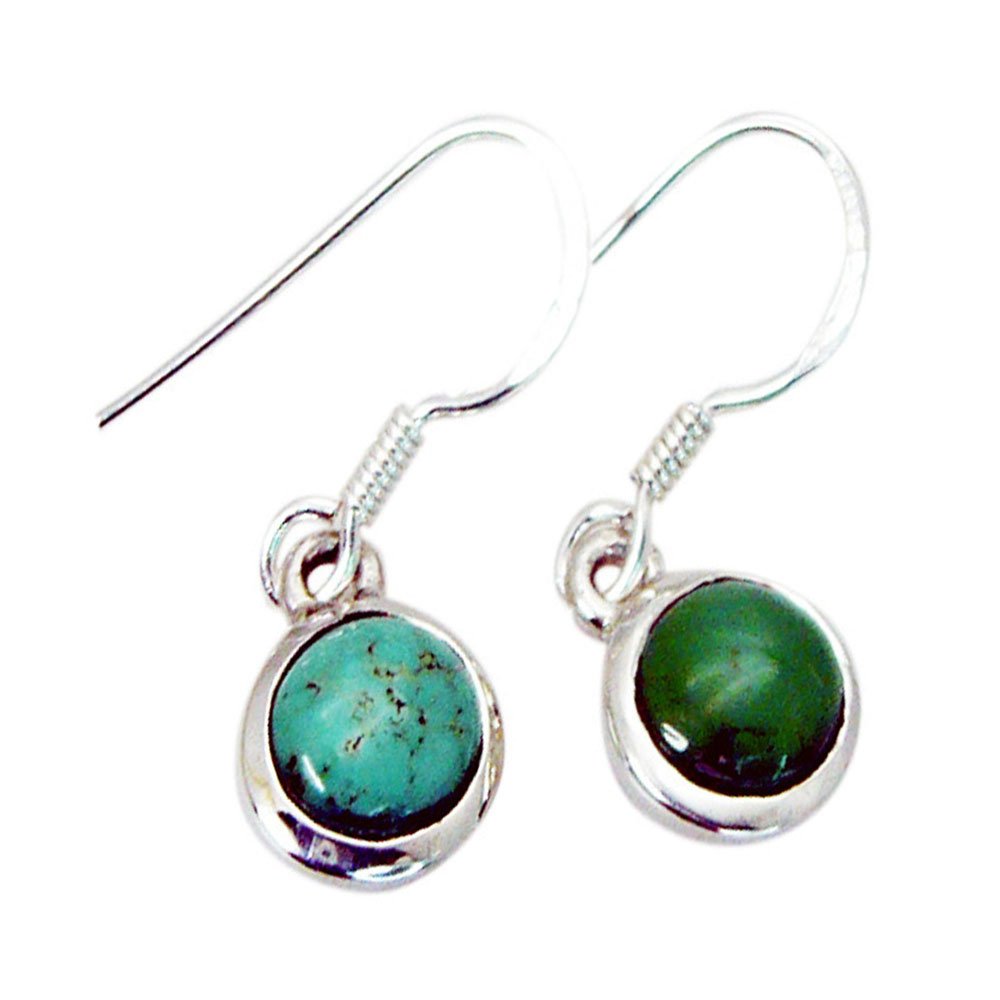 Boucles d'oreilles turquoise naturelle argent 925 de créateur - 5