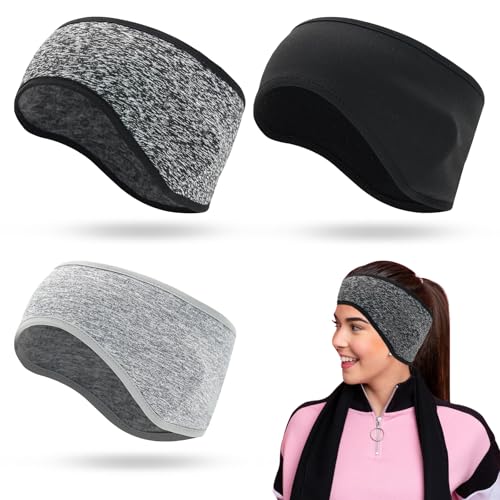 3 x Winter-Ohrwärmer, Thermo-Ohrenschützer, Ski, Stirnband, Feuchtigkeitstransport, Wintersport, Stirnbänder für Männer und Frauen, Outdoor, Wandern, Radfahren, Laufen, Yoga, Ski