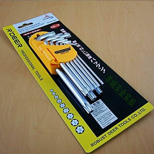 Hex Keys Set 9 In 1 Standard Torx T10 T50 Hex Key Hole End Set Allen Keys Wrench Spanner Cr V Tool Amazon Com