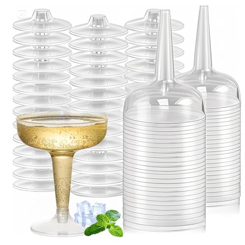 Plastik Cocktailgläse, 25 Stück Margaritagläser Kunststoff, 125ml Mehrweg Plastikbecher - Margarita Gläser für Sektempfang Hochzeit Geburtstag Picknick Party Größen 11 x 6.6 x 8.2 cm Transparent