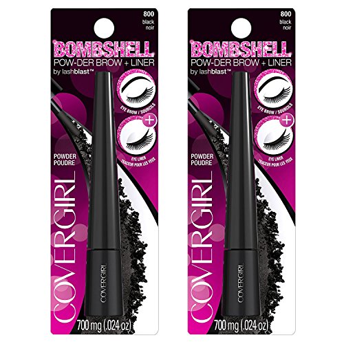 (2 Pack) COVERGIRL Bombshell POW-der Brow & Liner Eyebrow Powder Black 800, .24 oz - Image 3