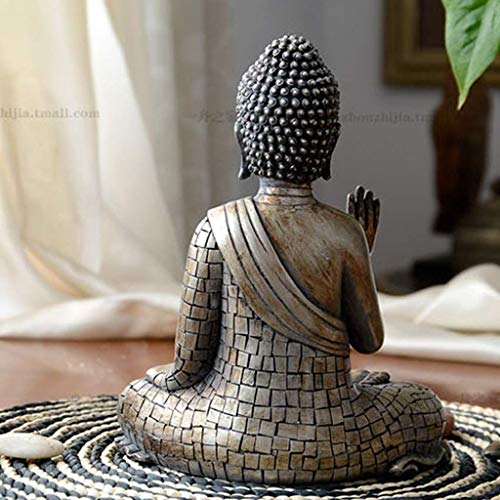 Statue de Bouddha thaïlandais en pierre sculpture Sakyamuni 30cm