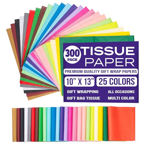 Purple Papers Multicolor Assorted Gift Tissue | 10x13 Inches Pack of 300 Sheets| Small and Medium Sizes for Holiday, Wrapping and Gifting Tissue Paper Needs