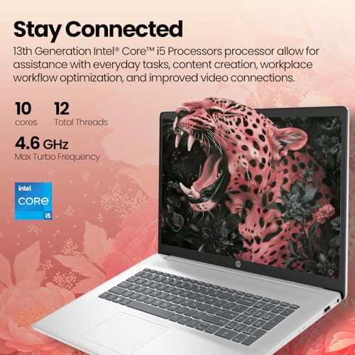 Image of HP 17.3-inch Business Laptop 2026, Intel 10-Core i5-1334U, 20GB RAM, 512GB SSD, 17.3 inch FHD Anti-Glare Display, Backlit Keyboard, Fingerprint Reader, Wi-Fi 6, Windows 11 Pro, Business & Student Notebook