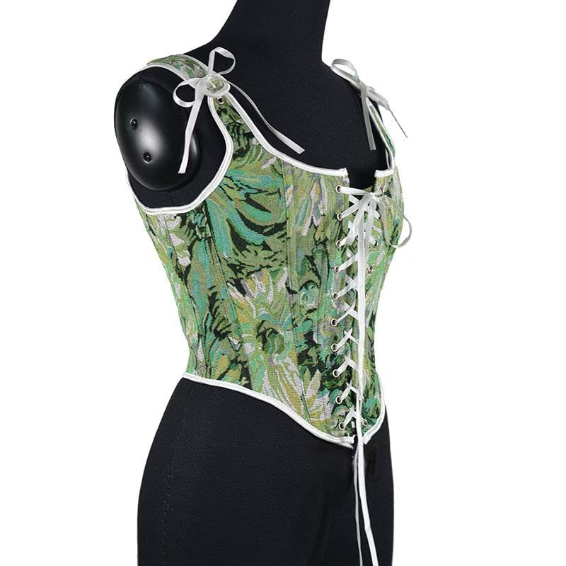 Image of CONCINEROS Women's Summer Vintage Floral Renaissance Corset Top for Women Y2k Tops Sleeveless Drawstring Crop Top