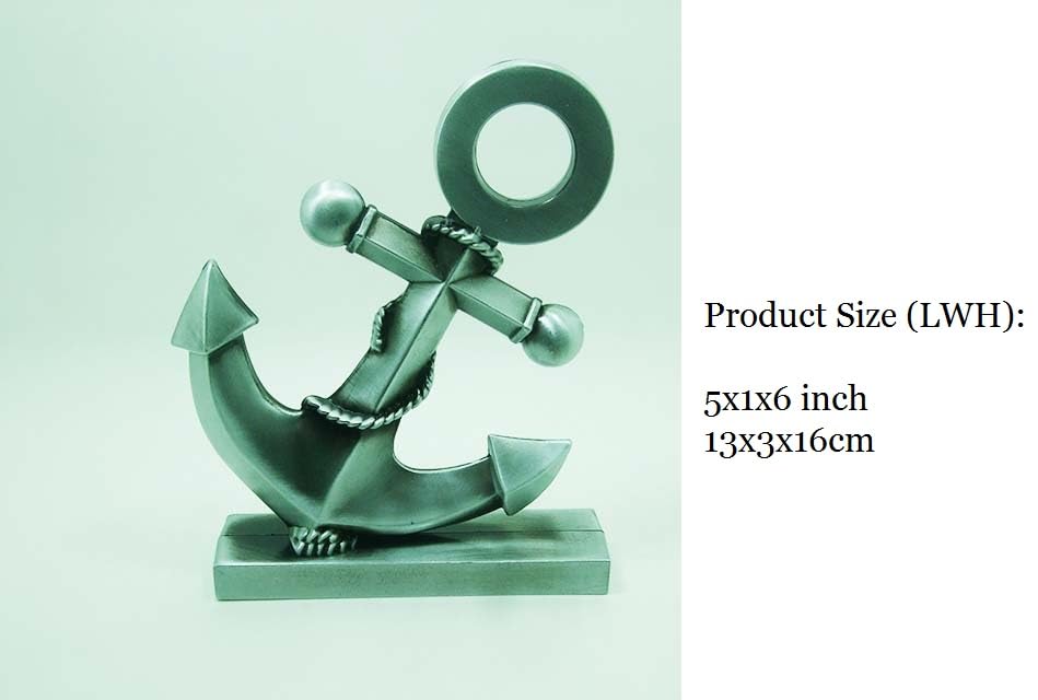 Estatua miniatura ancla de aleación de zinc plateada 5x1x6 pulg miniatura 2