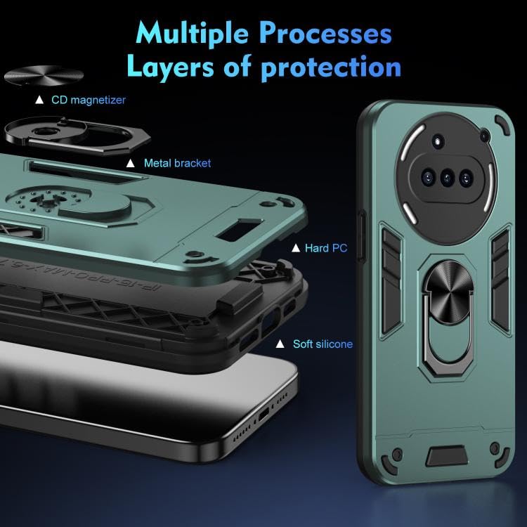Image of ShieldTech PC Back Cover Case for Nothing Phone 3a | Ring Stand | Camera Protection Green Mobile Phone Back Cover Case for Nothing Phone 3a | Green Back Cover