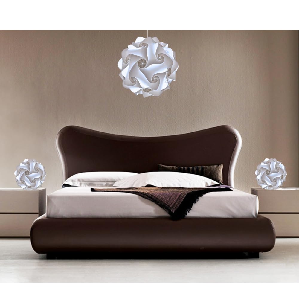 LAMPADESIGN Paar Nachttischlampen FIOCCO Modell Weiße Kugel Durchmesser 23 cm Lieferung montiert 2 Glamour Chic Nachttischlampen Schlafzimmerbeleuchtung