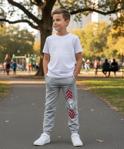 Image of KYDA KIDS 100% Cotton Track Pants for Boys | Premium Printed Soft Single Jersey Fabric | Elastic Waist Loose Fit Summer Full Length with Rib Hem (Pack of 2)