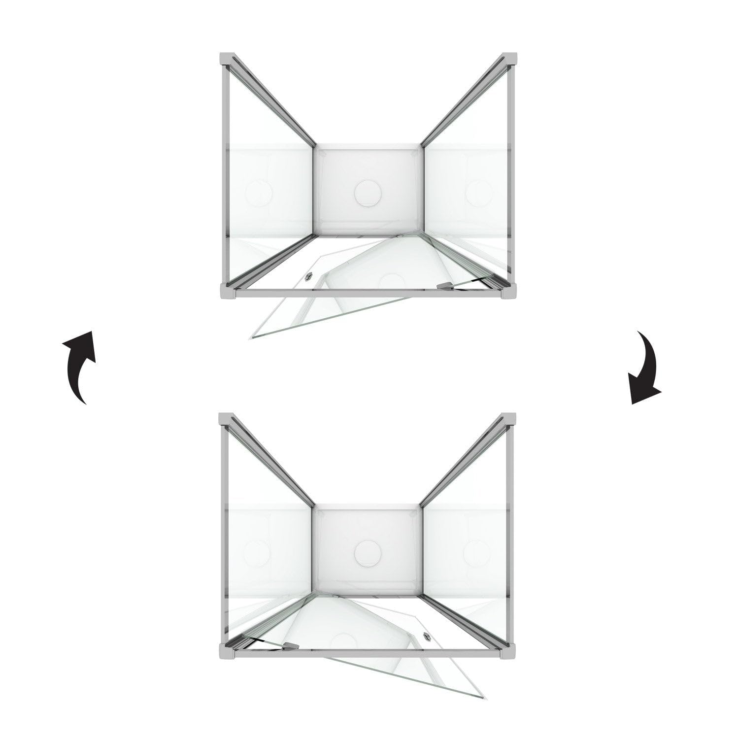 Box Doccia 3 Lati 80x80x80 cm 1 Anta Battente in Cristallo Trasparente 6mm H198 Aalborg Trio