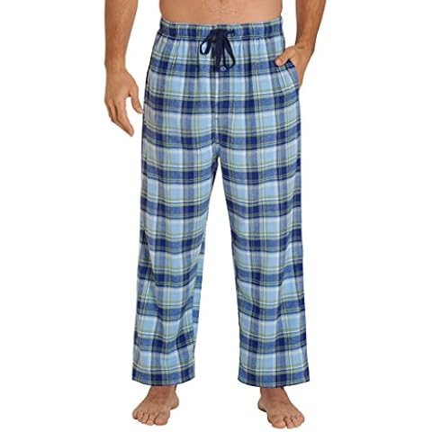 EVERDREAM Sleepwear Mens Flannel Pajama Pants, Long 100% Cotton Pj Bottoms,Size XX-Large Blue Cover
