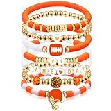 Kopuscristing Game Day #1 Bracelet Football Charm Beaded Stretch Bracelet Sports Jewelry for Football Dads...