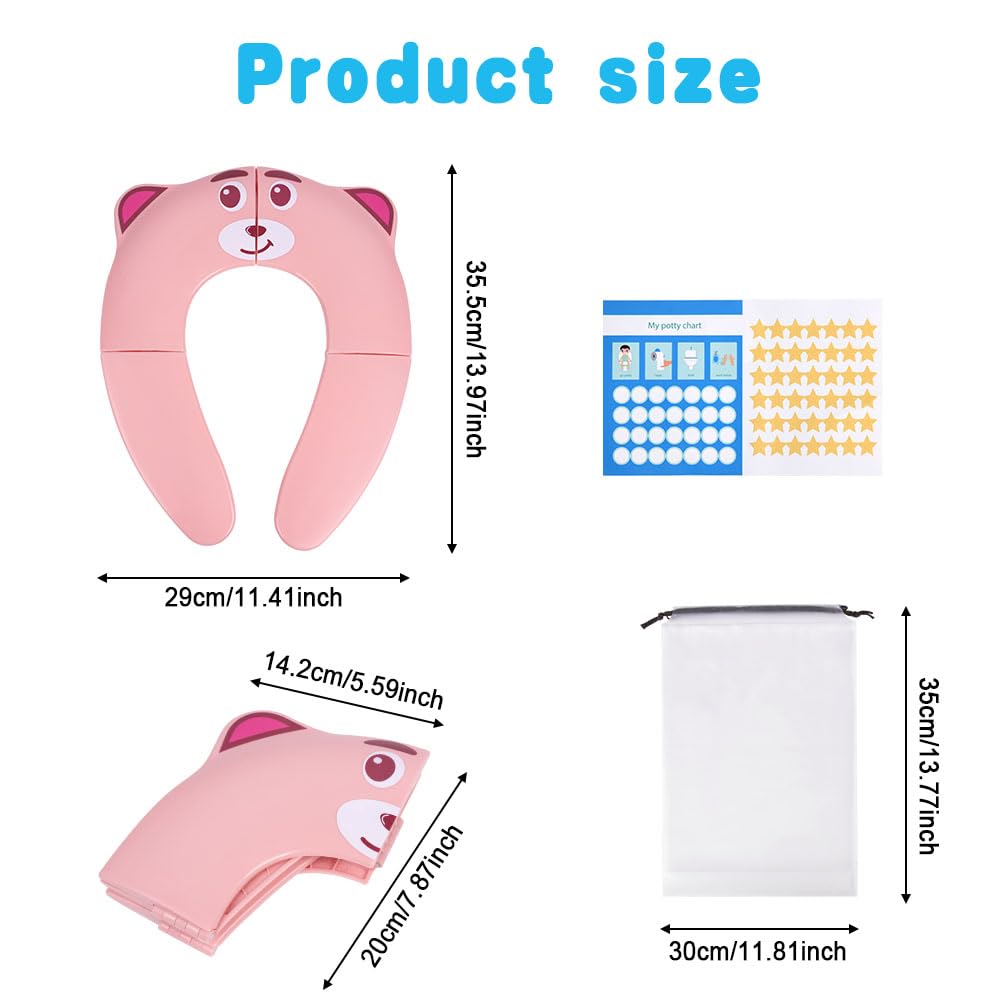 HOTUT Folding Travel Toilet Seat,Folding Travel Potty Seat for Boys and Girls with Toilet Training Reward Chart,Folding Toilet Seat with Storage Bag,Folding Potty Training Seat for Kids - Image 2