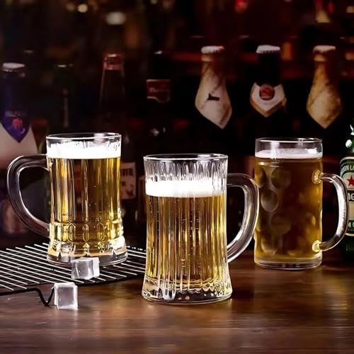 Image of WRINGO Classic Beer Mugs Set of 2, 500ML Glass Mug with Handle, Large Big Heavy Mugs for Freezer, Multipurpose Mugs, Dishwasher & Microwave Safe (BR-11)