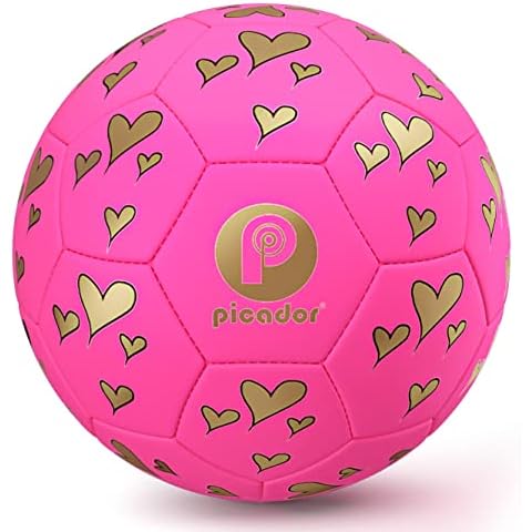 PP PICADOR Kids Soccer Ball Size 3, Toddler Pink Soccer Balls for Little Girls Boys Child 4-8 Gift Toys Outdoor Home Sport with Pump Cover