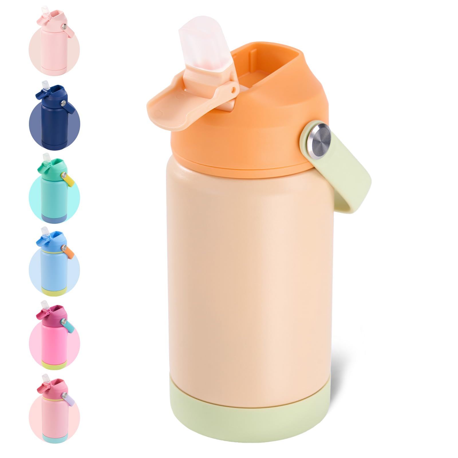 Fijinhom Kids Water Bottle, 360ml/12oz, Stainless Steel Insulated Water Bottle with Straw, Vacuum Leakproof