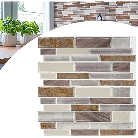 YARDIN 10 hojas adhesivas para azulejos 3D de mármol marrón y gris Cover
