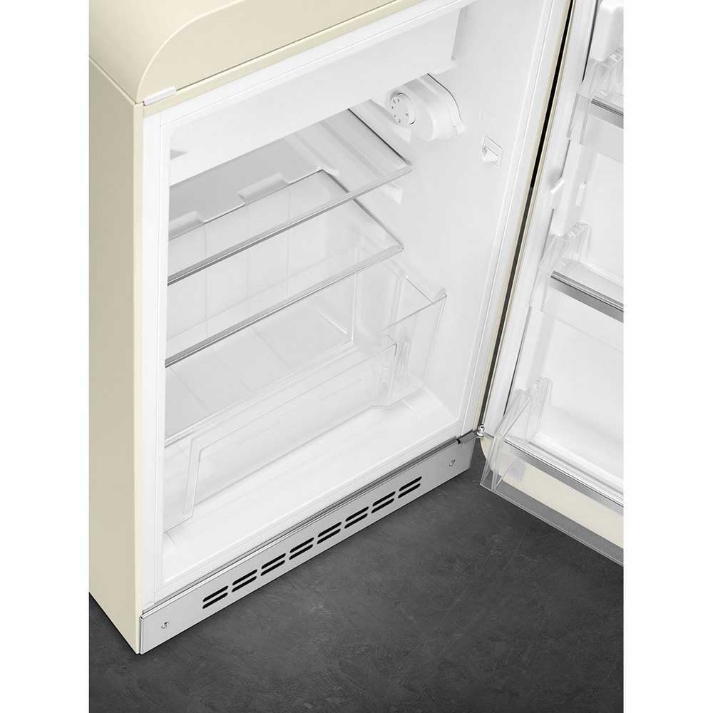 Smeg, FAB10RCR6 Réfrigérateur Table Top Vintage 1 Porte, 122L, Charnières à Droite, Froid Statique, Congélateur 17L, 1 Clayette Réglable, 1 Bac Légumes et Éclairage LED, H 97cm, Crème