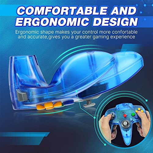 Image of FISUPER 2 Pack USB N64 Controller, Wired Video Game Controller USB Gamepad for Windows PC MAC Raspberry PI Retropie (Clear Blue)
