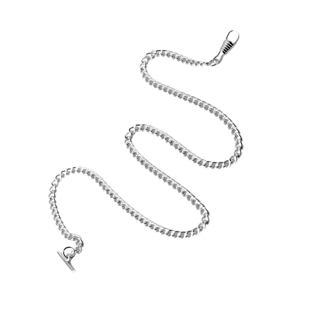 Hemobllo orologio da tasca catena jean cintura catena portaorologio decorazione gilet albert con barra a T e fermagli aragosta per uomo (confezione da 2 argento)