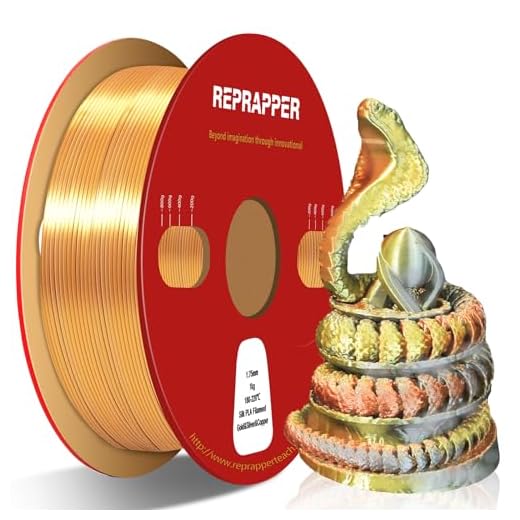 Reprapper Triple Color Filament Dual Extrusion PLA Filament 1.75mm for 3D Printer, pla Filament 1.75mm Multicolor Like Dual Color Rainbow PLA, 2.2lbs (1kg), Silk PLA Gold/Silver/Copper