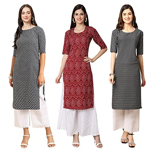 Image of Pinkmint Women's Crepe Floral Regular Kurta
