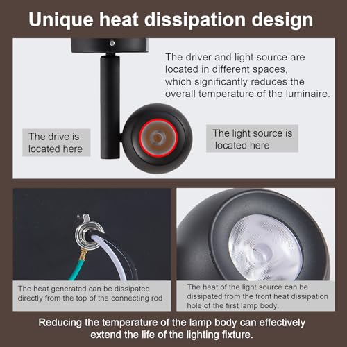 Image of Led Ceiling Spotlight 5 Color Temperature Adjustable Dimmable Round 12W Spot Light Indoor CRI95+ Flush Mount Lights Fixture Beam Angle 24 Degrees Accent Lighting Black 1 Pack