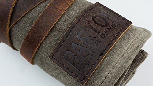 Image of BARTON WATCH BANDS Canvas Watch Roll Travel Case - Waxed Canvas Watch Pouch & Band Storage - Ideal for Travelling or Home Use, Carrier Case & Travel Roll.