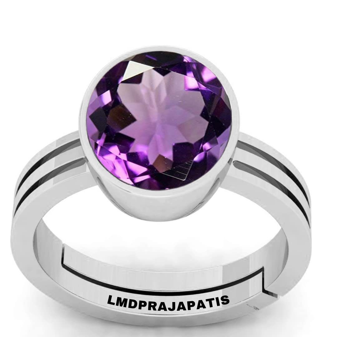 LMDPRAJAPATIS 15.25 Ratti 14.00 Carat Unheated Untreatet AA++ Quality Natural Amethyst (Katela) Silver Plated Adjustable Ring For Men And Womens (B09XQCMCQR) Amazon Price History, Amazon Price Tracker