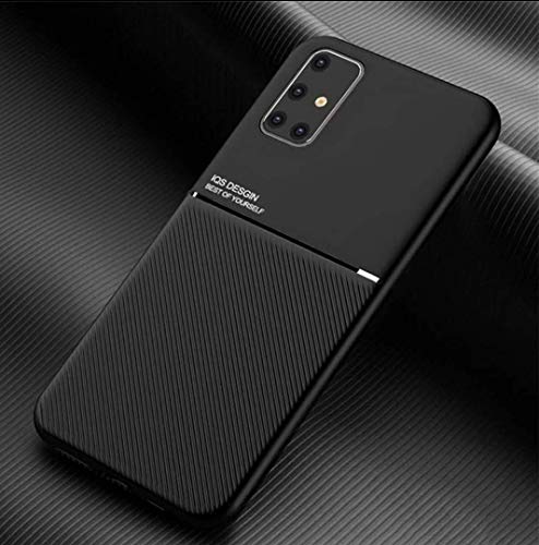 Image of MOBITUSSION Carbon Pattern Shockproof PU Material Semi Flexible Back Case Compatible with Samsung M31s (Black)