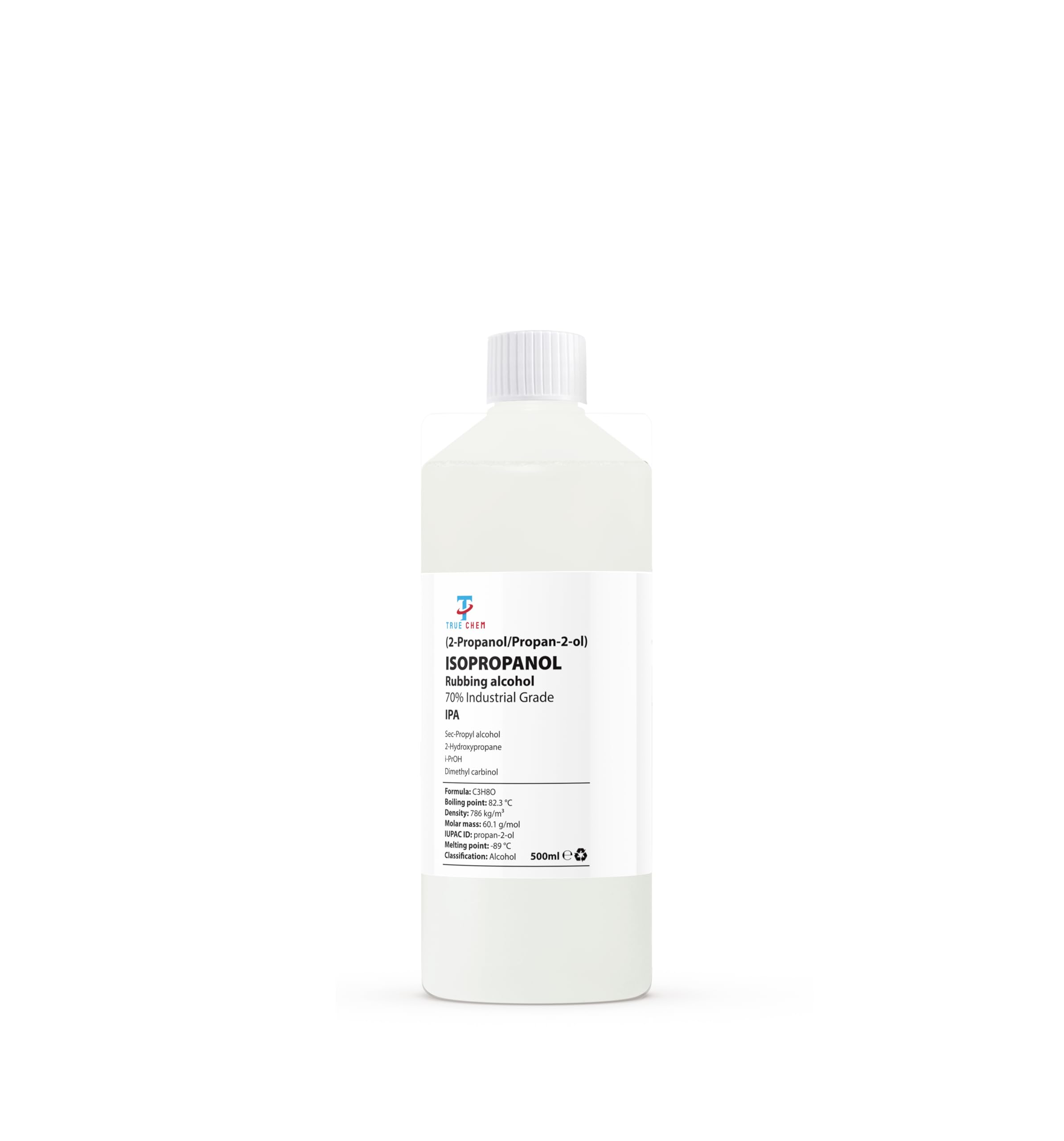 True Chem - Isopropyl Rubbing Alcohol 70% - Fast-Acting Isopropanol IPA Solution for Surface Prep, Residue Removal, Electronics & DIY - 500ml