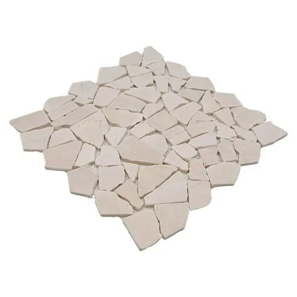 Piastrelle a mosaico in marmo naturale, colore bianco frantumato, MOS44-0104_f