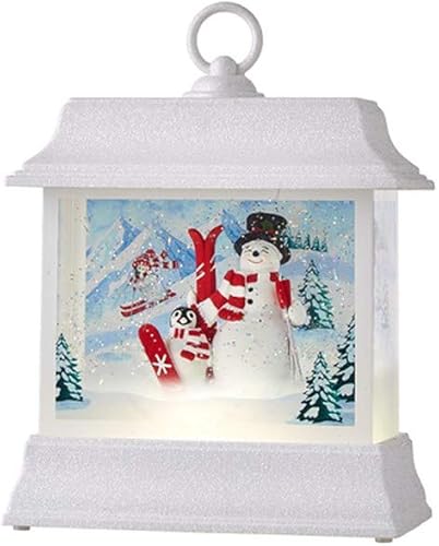 RAZ Imports 2021 - Faroles de agua navideños de 8.5 pulgadas, muñeco de nieve y pingüino, linterna de agua iluminada