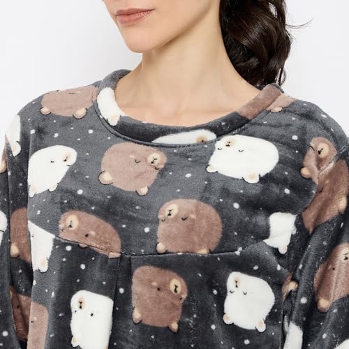 Image of CAMEY Women's Printed Nightgown, Long Sleeves, Nighty